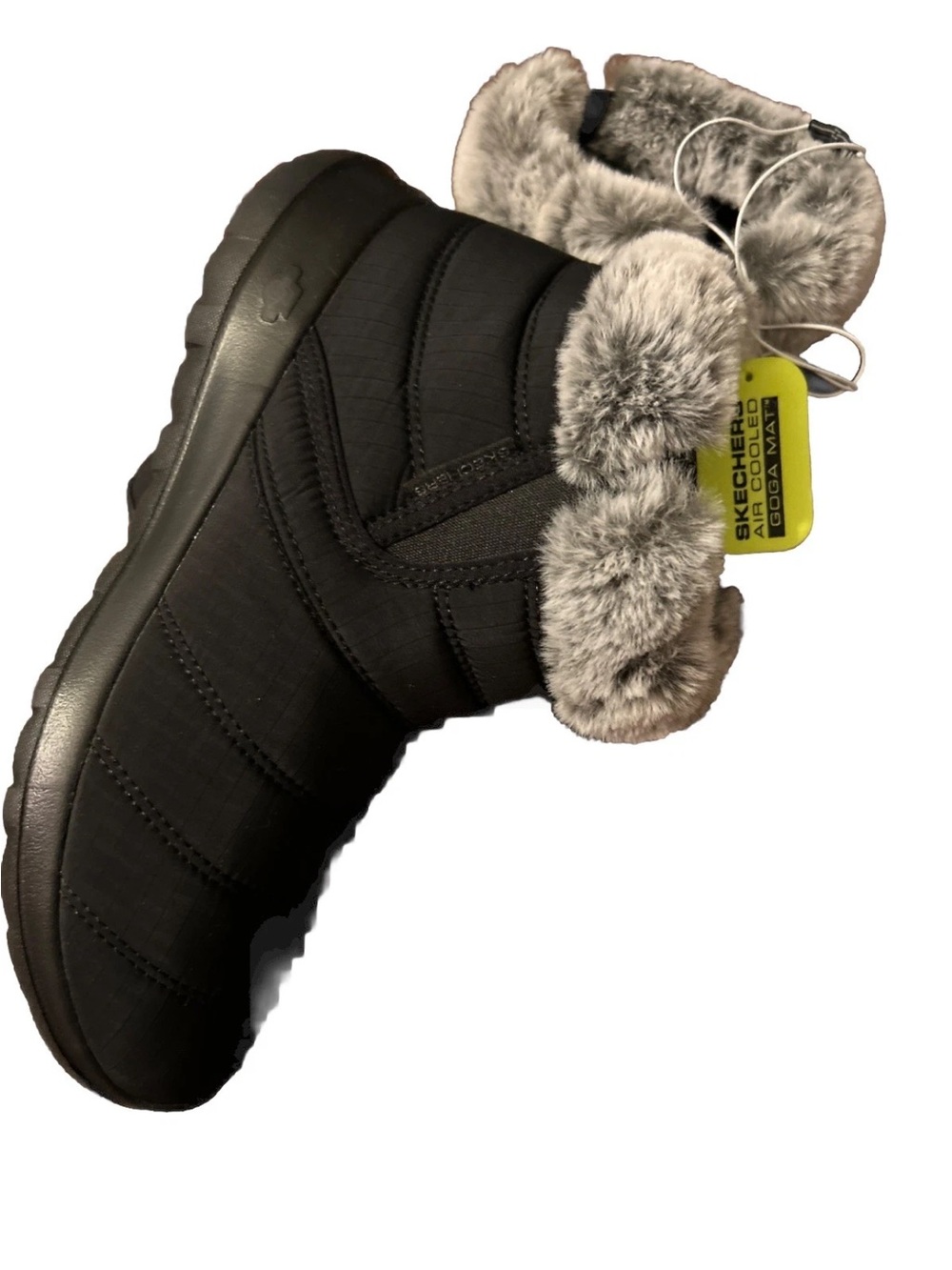 Skechers Women’s Go Walk Air Cooled Goga Black Winter Boots With Faux Fur Sz 9